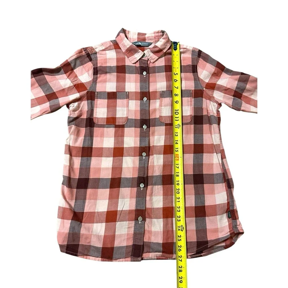 The North Face size L button down burnt orange plaid long sleeve casual cabin